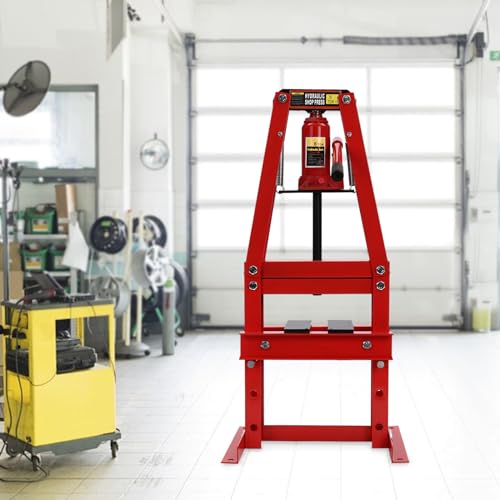 Hydraulic Power Units, 6-Ton Benchtop Hydraulic A-Frame Shop Press with Press Plates, Hydraulic 6 Ton Garage Floor Adjustable Shop Press with Plates, Hydraulic Press, Red, Hydraulic Shop Press