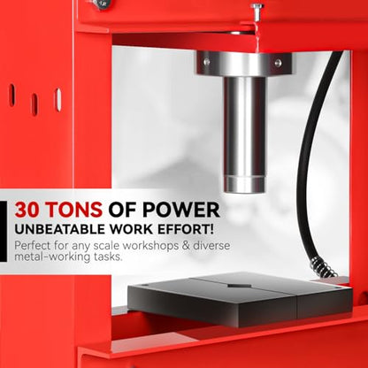 Auto Dynasty 30 Ton Hydraulic Shop Press H-Frame with Movable Press Plate Automotive & Metalworking Power Tool