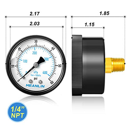 MEANLIN 1/4" NPT 0-60Psi Swimming Pool Water Pressure Gauge - color: 1/4"NPT Back Mount, size: 0-60Psi/0-4BAR/KIT