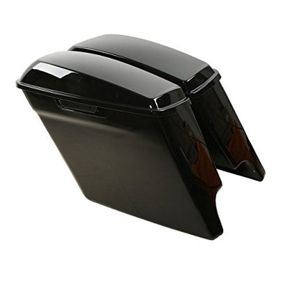 XMT-MOTO 5 Inch Extended Stretched Saddlebags Fit for Touring Models FLT FLHT FLHTCU FLHRC Road King Road Glide Street Glide Electra Glide Ultra-Classic 2014-later Pearl Black