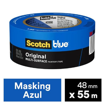 ScotchBlue Original Multi-Surface Painters Tape, 2 Inch Wide (1.88 in. x 60 Yds), 1 Roll Blue Paint Tape Protects Surfaces & Removes Easily, Masking Tape for Indoor and Outdoor Use (2090-48NC) - style: 1 roll