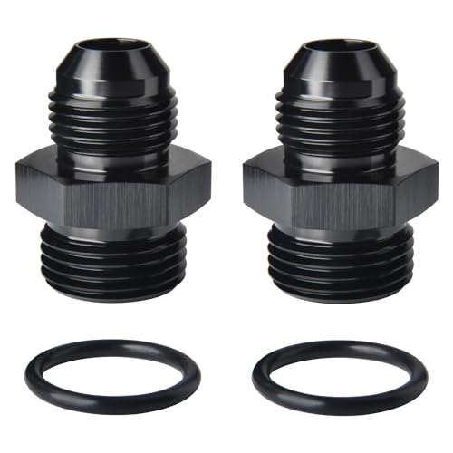 8AN Male Flare to 10AN ORB O-ring Boss Fuel Pump Rail Adapter Fitting Aluminum Black, Pack of 2 - color: Black - 2PCS, size: 8AN to 10AN ORB