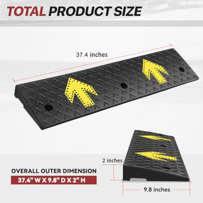 2" Rise Rubber Curb Ramp for Forklift, Driveway Sidewalk, Heavy Duty Car - size: 2" Rise Arrow