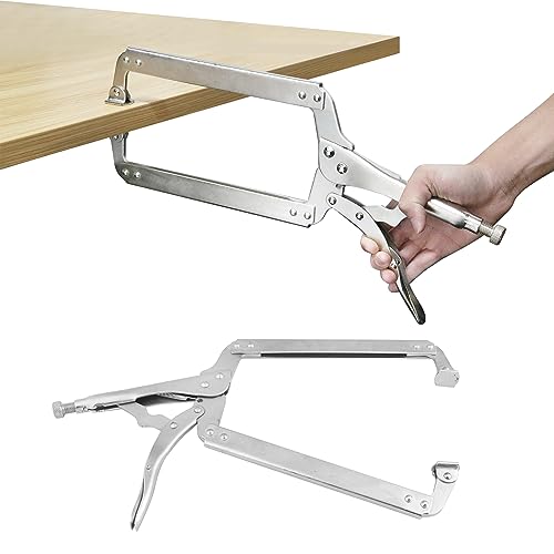 2 Pack 18 Inch C Clamp Locking Pliers,Locking C Clamp, Adjustable Nickel Plated C Pliers For Wood Working, Welding, Electrician Maintenance and more, by GENHAKON - size: 2 Pack 18 Inch