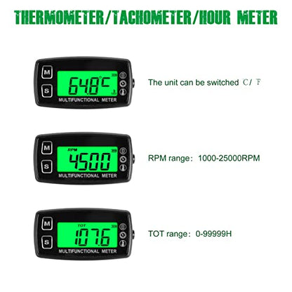 YOOREAL Digital Water Temperature Gauge Meter,Gasoline Engine Tachometer - size: TS001