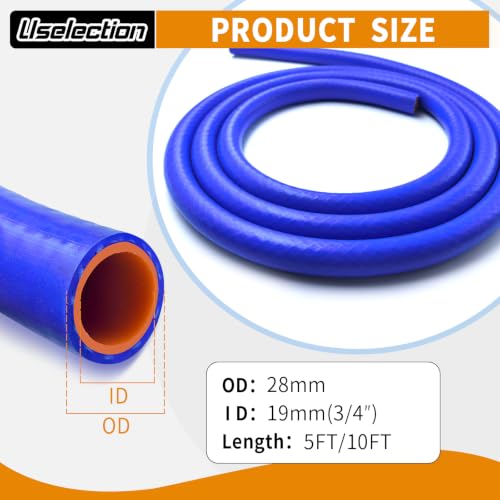 3/4" ID-5Ft(ID 19mm) Heater Hose Enhanced Double Reinforcement - color: Blue, size: 3/4" ID-5Ft(ID 19mm)