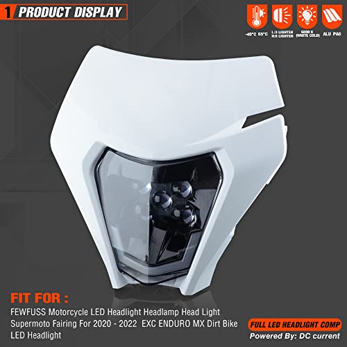 Dirt Bike Led Headlight Motorcycle 2020-2022 Enduro Headlight Kit for EXC EXCF SX SXF XC XCF XCW XCFW (White-Dual 5) - color: White-Dual 5
