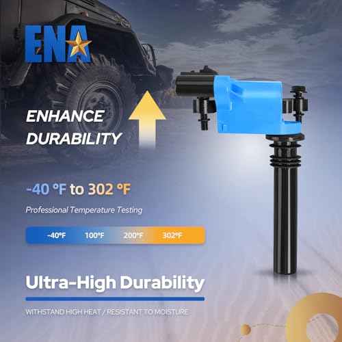 ENA Set of 8 Blue Ignition Coil Pack with 16 Spark Plug and Blue Wire Set Compatible with Chrysler Dodge Jeep Ram 1500 2500 3500 Magnum Grand Cherokee 300 5.7L V8 2003 2004 2005 Replacement for UF378