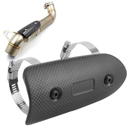 Exhaust Heat Shield, Universal Dry Carbon Fiber Exhaust MidPipe Heat Shield Guard Protector Kit Replacement Accessories for Motorcycle