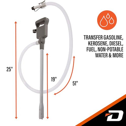 Deway Fuel Transfer Pump, Auto-Stop & Beep Nozzle, 3.8 GPM, 51in Hose - style: Auto-Stop w/ Beep