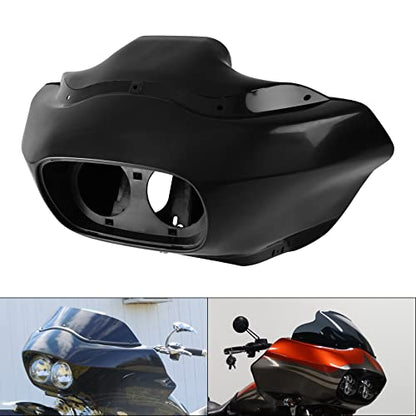 SLMOTO Inner & Outer Fairing 5.75'' Dual LED Headlight Fit for Fit for Harley Road Glide FLTR 98-13 - color: Unpainted Black+Black Dual LED Headlight