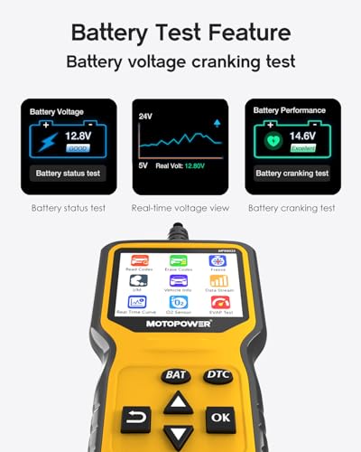 MOTOPOWER MP69033 Pro OBD2 Scanner Code Reader Check Engine Fault Light Diagnostic Scan Tool with Battery Tester - color: Yellow