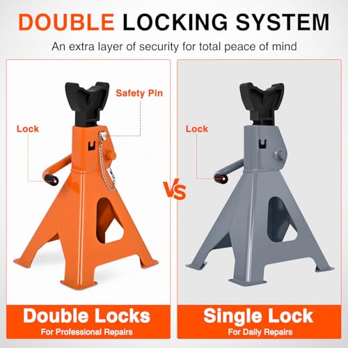 Nilight 2-Ton Jack Stands, Double Locking, 4,400 lb Capacity, 2-Pack - size: 2T