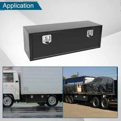 48"X14"X16" Underbody Truck Box Black Heavy Duty Steel Trailer Box Pick Up Truck Tool Box Storage Organizer w/Lock & eys - size: 48"x14"x16"