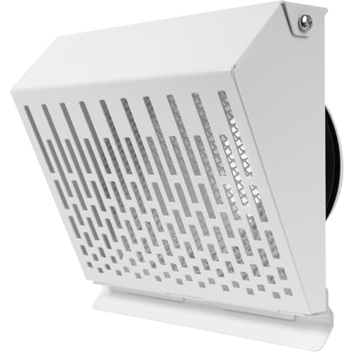Vent Systems 4" Inch Exhaust Vent Cover with Rubber Gasket - White Galvanized Steel - Robust and Weatherproof Outdoor Air Exhaust Box - Duct or Surface Mounting - Rain and Snow Protection - color: White, size: ø4" Inch - Exhaust