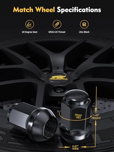 MIKKUPPA M12x1.25 Lug Nuts, Replacement for Nissan Subaru Aftermarket Wheel - color: Black, size: M12x1.25