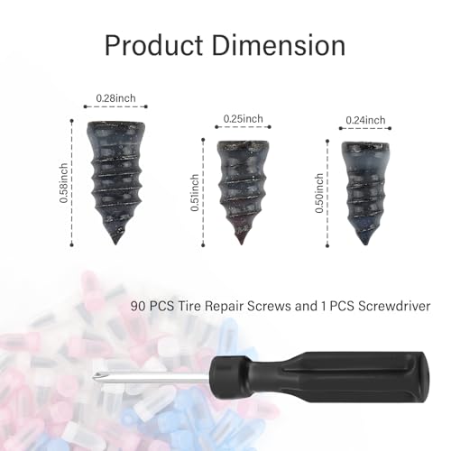 90PCS 3-Size Tire Repair Kit with Screwdriver - color: 3 Size/90PCS