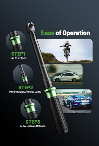 3/8 Drive Clic Torque Wrench Inch Pound, 7.38-81.18 ft.lb, ±3% Accuracy, Adjustable Torque Wrench for Bike, Motorcycle, Car Spark - size: 7.38-81.18 ft-lb (4 pcs)