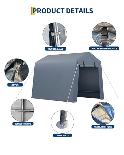 GAOMON 6x6FT Motorcycle Shelter - Heavy-Duty Steel Frame, Weatherproof PE Fabric Cover, All-Weather Protection, Easy Assembly, Compact Storage for Bikes