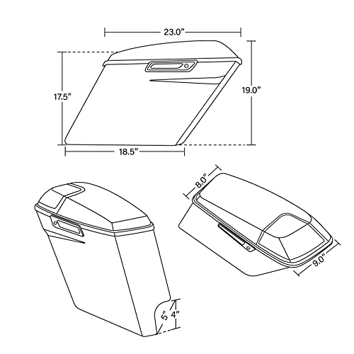 TCMT 5" Stretched Saddlebags 5"x7" Speakers Lids Grill Cutouts Fit For Harley 2014-2024 Touring Models CVO Road Glide Road King Street Glide Electra Glide Ultra Classic - color: Chrome Latches, size: 5" Stretched(5x7 Speaker Lids)