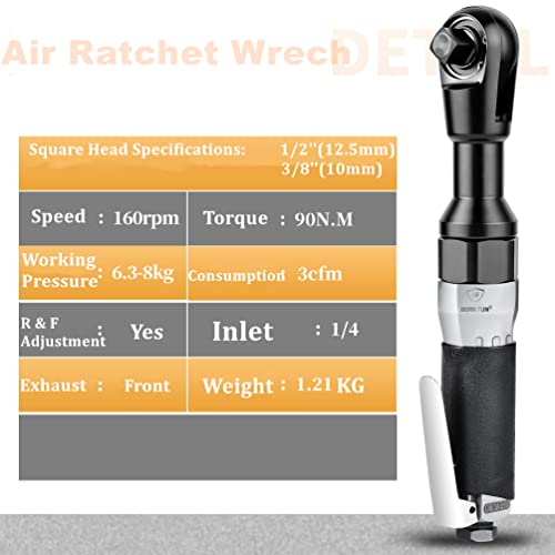 Air Ratchet Wrench 1/2 Inch Inch Pneumatic Impact Spanner Heavy Duty Torque Drive (1/2 Inch) - size: 1/2 Inch
