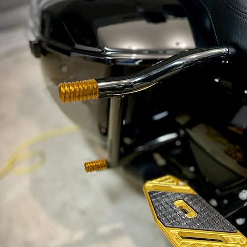 Motorcycle front and rear crash bar decorative wheels, engine crash bar sliders, and saddlebag crash bar decorative covers (gold) - color: gold