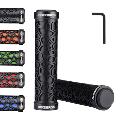 ROCKBROS Bike Handlebar Grips Double Lock-on Bike Grips Non-Slip Bicycle Handlebar Grips for MTB, BMX, Scooters, Folding Bikes 22.2mm - color: A5 - Black