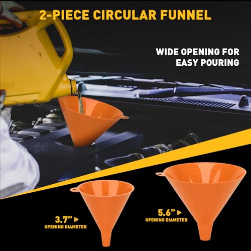20-Piece No-Spill Coolant Funnel Kit, Cooling System Funnels Kits, Spill Proof Funnel Bleeder, Radiator Funnels Kit with Adapters, Extensions, Flexible Hose, Circular-Funnel, Towel for Automotive Use - color: New Version Orange