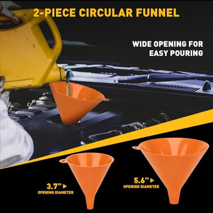 20-Piece No-Spill Coolant Funnel Kit, Cooling System Funnels Kits, Spill Proof Funnel Bleeder, Radiator Funnels Kit with Adapters, Extensions, Flexible Hose, Circular-Funnel, Towel for Automotive Use - color: New Version Orange