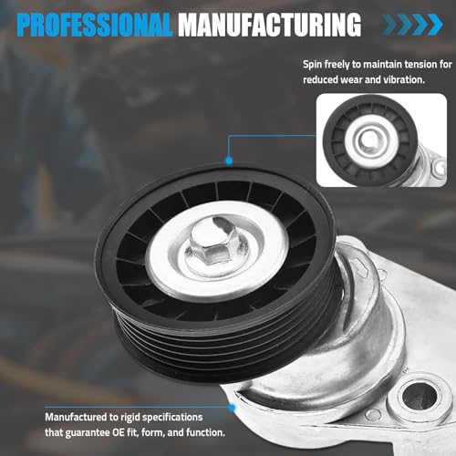 12554027 Belt Tensioner Assembly with Pulley Compatible with Chevy Avalanche Express Silverado SSR Suburban Tahoe Trailblazer Suburban 1500 GMC Savana 1999-2008, Replaces 12580162 38158 - size: 12554027
