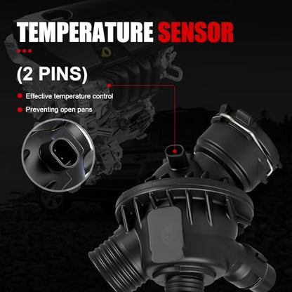 Engine Coolant Thermostat Housing Assembly w/Sensor Compatible with BMW 335i,335i GT xDrive,335i xDrive,X5,435i,435i Gran Coupe,435i xDrive,435i xDrive Gran Coupe,X6,M2,M235i,OEM#11537598865 - size: 902-5825