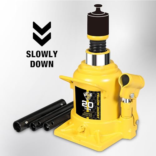 YELLOW JACKET 20 Ton Low Profile Bottle Jack, Welded Hydraulic Stubby Jack(40,000 LBs) - size: 20 Ton