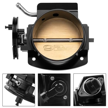 92MM Throttle Body with TPS IAC Sensor and Throttle Body Spacer Adapter Fits for Chevy GM Gen III LSX LS LS1 LS2 LS7 Engine Black - size: 92MM Black with TPS & Spcaers