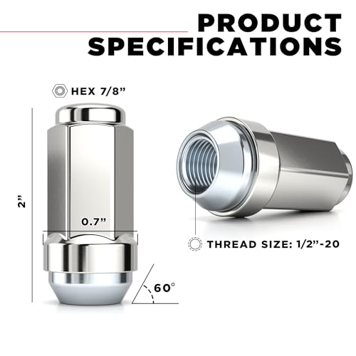 White Knight 3004ST-4 1/2"-20 Stainless Steel Capped Duplex Acorn Lug Nut, 4 Pack - size: 1/2"-20