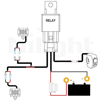 Nilight 7/8" Motorcycle Handlebar Switch Wiring Harness Kit 16AWG 2 Leads - color: Wiring Harness Motorcycle
