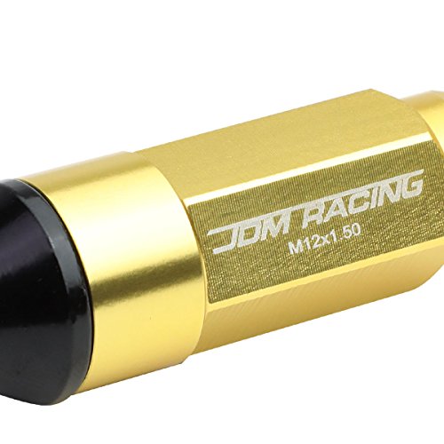 Auto Dynasty M12 x 1.5 Open/Closed End 20-Piece Aluminum Alloy Wheel Lug Nuts + Deep Drive Extension (Gold) - color: Gold