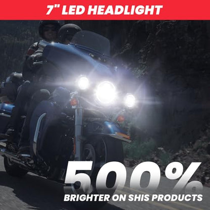 7 Inch Motorcycle LED Headlight 4.5" Fog Passing Light Assembly for Harley Touring Softail Deluxe Road King Street Glide Road Glide Ultra Limited Tri Tour Models DRL Halo Ring Angel Eye Chrome - color: Chrome