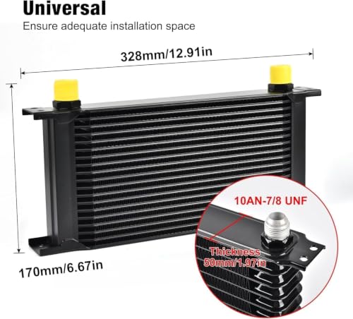 EVIL ENERGY 19 Row Oil Cooler Kit, 10AN Engine Cooler Radiator Universal - size: 19 Row