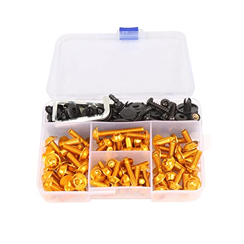 Worldmotop Fairing Bolt Kit Screws Fasteners Universal Compatible with Yamaha Honda Kawasaki Suzuki BMW,Fairing Bolt Kits Metric Bolts and Nuts Kit(Yellow) - color: yellow
