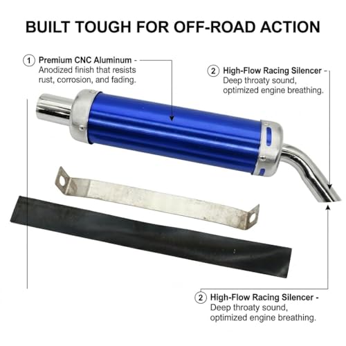 BADASS SHARKS 28mm Motorcycle Exhaust Muffler for 2 Stroke Dirt Bike Black - color: Royal Blue