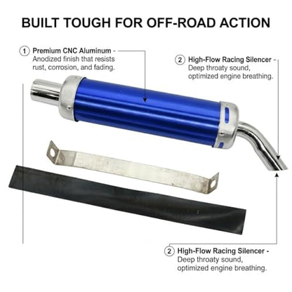 BADASS SHARKS 28mm Motorcycle Exhaust Muffler for 2 Stroke Dirt Bike Black - color: Royal Blue