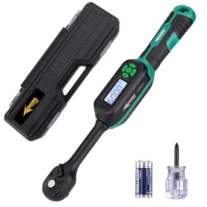 AEROFORCE Digital Torque Wrench - 3/8 Inch Drive Electric Torque Wrench (3-60Nm), Features Dual-Direction Ratchet, ±2% Accuracy, Buzzer & LED Alerts, 4-Measurement Unit (Nm/lb.ft/in.lb/kgf.cm) - style: 3/8’’ 2.21-44.25 lb.ft