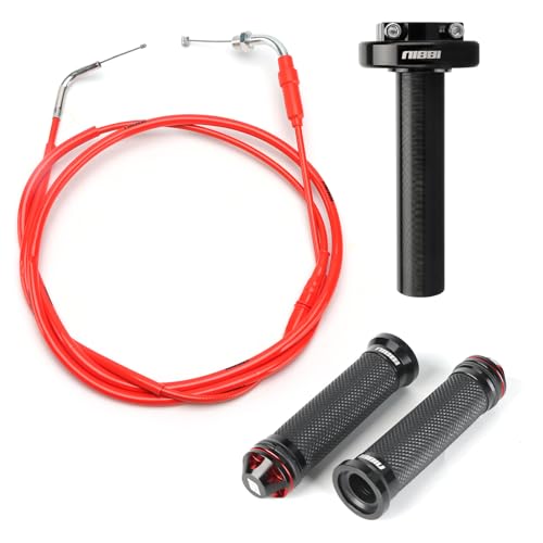 NIBBI Throttle Assembly Set, 7/8'' Grips 22mm Twist Throttle with Cable, Fit for Scooter GY6 Moped ATV - color: Red