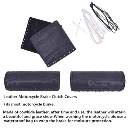 Leather Motorcycle Brake Clutch Covers, Handlebar Hand Grip Covers Throttle Grip Covers - color: Black: Handlebar Cover