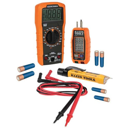 Klein Tools 69355 Digital Multimeter Premium Electrical Test Kit with Non-Contact Voltage Tester, Receptacle Tester, Test Leads - style: Premium Tester 3-Piece Kit