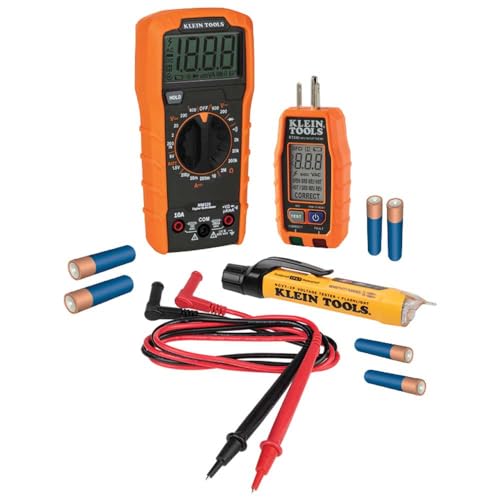 Klein Tools 69355 Digital Multimeter Premium Electrical Test Kit with Non-Contact Voltage Tester, Receptacle Tester, Test Leads - style: Premium Tester 3-Piece Kit