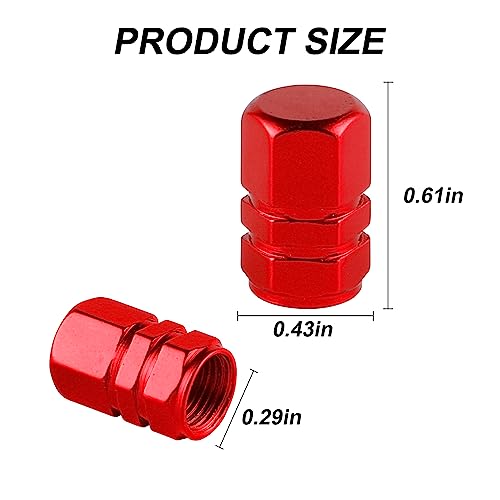 Alpmosn Aluminum Tire Stem Valve Caps Wheel Valve Covers Car Dustproof Tire Cap Cover Accessories, Universal for SUV, Car, Bike and Motorcycle, Hexagon Shape (4PCS Red) - color: Red