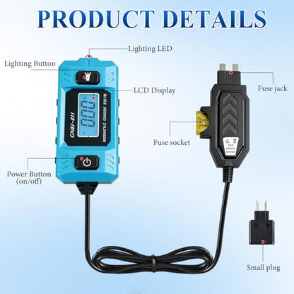 Automotive Circuit Fault Probe Tester, Portable High-Precision 20A 48V Car Circuit Probe Tester with Led Display & Front Lighting, Car Relay Fuse Blade Checker for Various Vehicles
