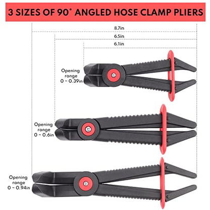 BILITOOLS 3pcs 90° Hose Pinch Off Pliers Set, Clamp Tool for Lines - size: 3-Piece, style: 90 Angled