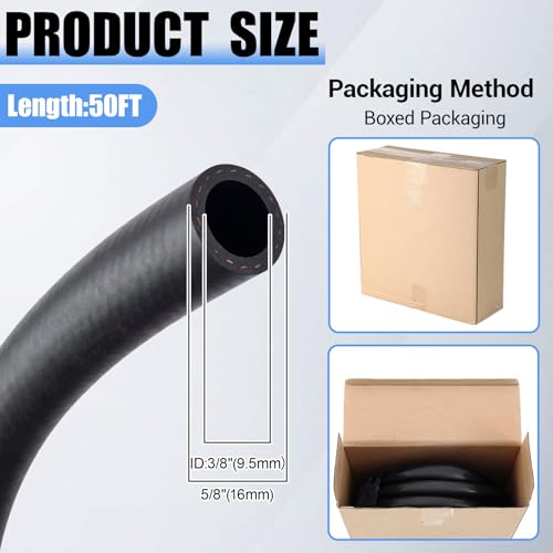 Outus 3/8",50ft EPDM Heater Hose, 85PSI Black Coolant Hose Automotive - size: 3/8",50FT